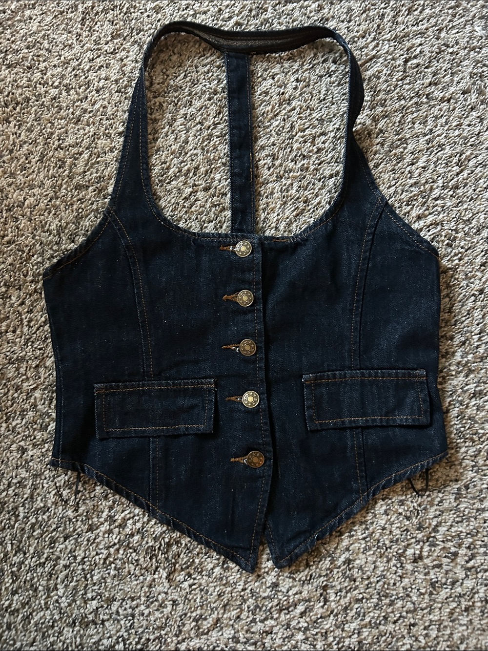 NWOT …LIONESS NYC HALTER TOP DARK DENIM WOMEN’S Size M - Picture 2 of 8